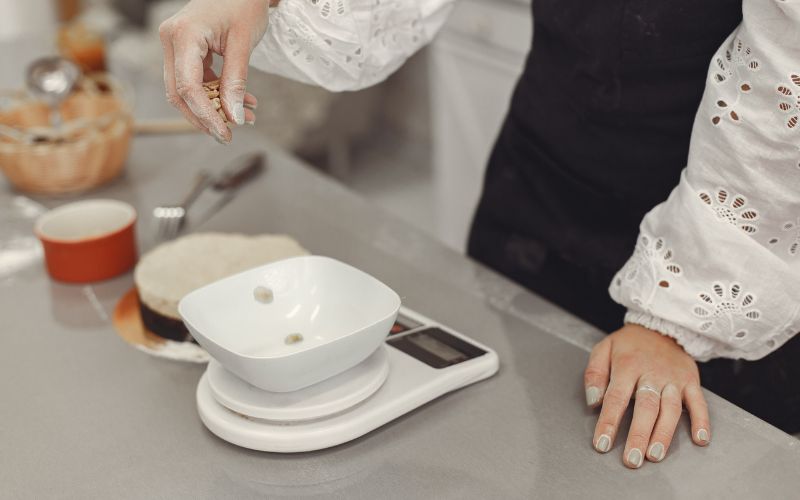 weighing ingredients for baking